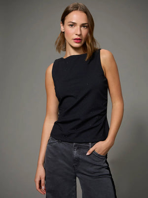 Rhinestone Scoop Neck Tank
