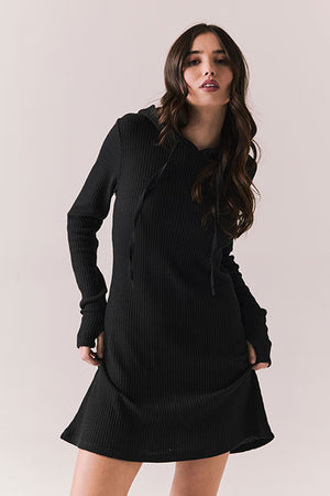 Wendy Waffle Thermal Knit dress (thumbholes and Hood)