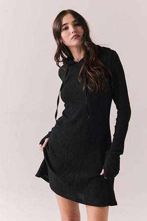 Wendy Waffle Thermal Knit dress (thumbholes and Hood)