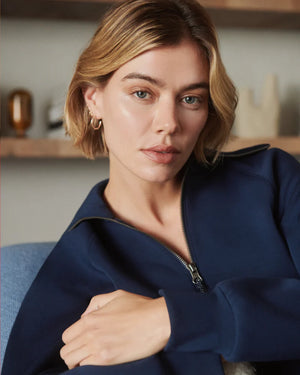 Spanx Air Essentials Half Zip Top Timeless Navy