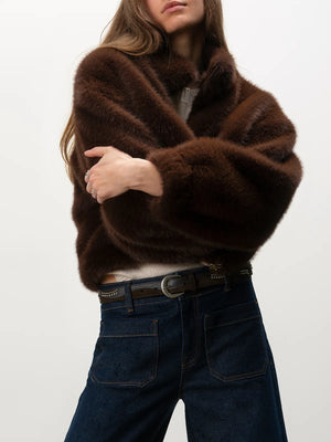 Everest Fur Bomber In Espresso
