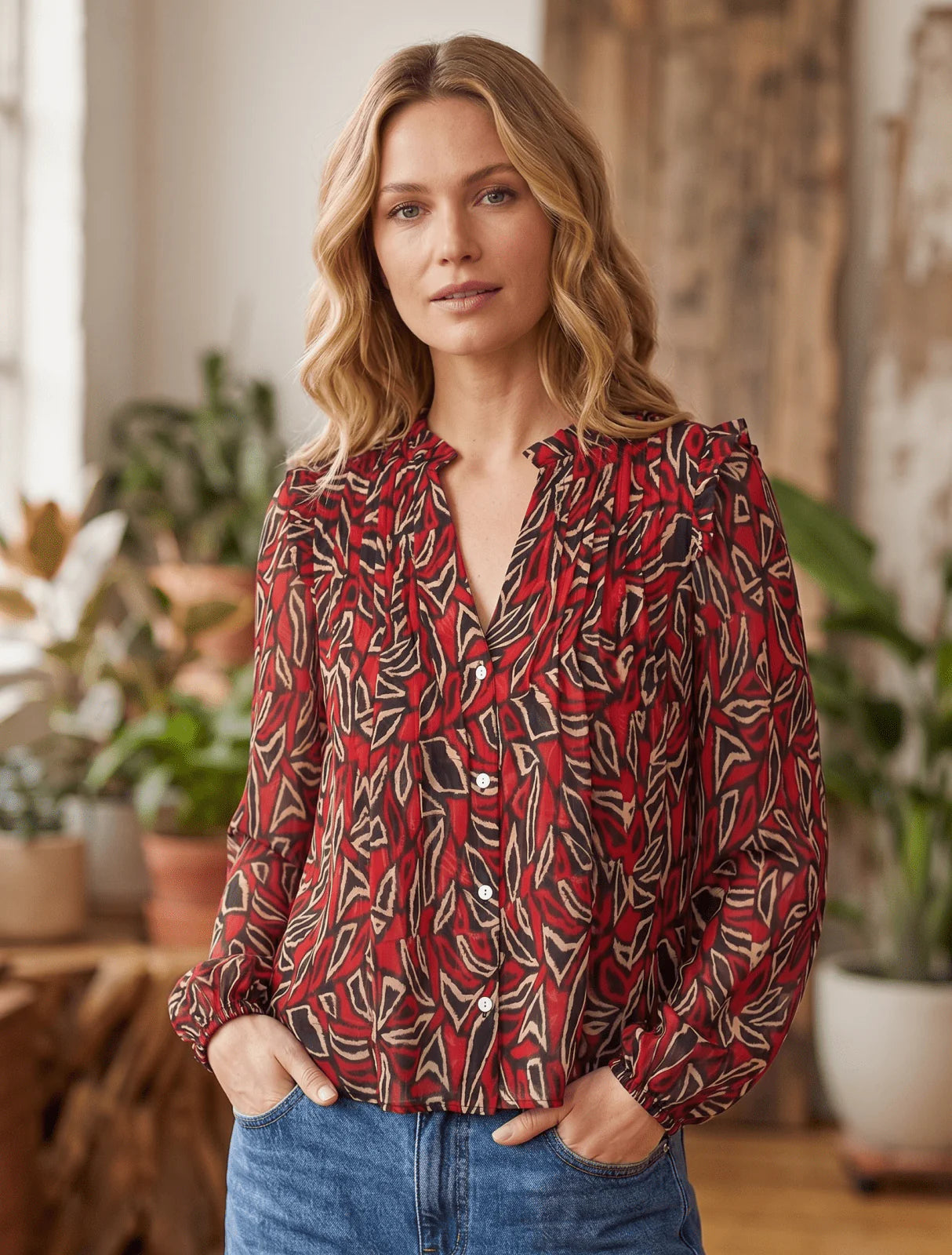 Penny the pintuck printed Blouse