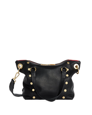 Hammitt Daniel med Black/Brushed Gold Red Zip