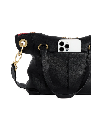 Hammitt Daniel med Black/Brushed Gold Red Zip