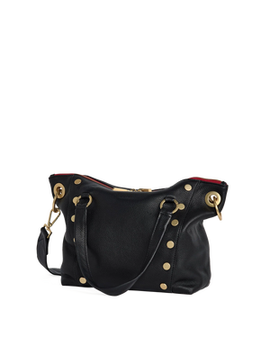 Hammitt Daniel med Black/Brushed Gold Red Zip