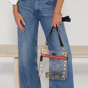 Hammitt Tony Clear Crossbody with red/gold