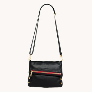Hammitt VIP Medium Black/Brushed Gold Red Zip