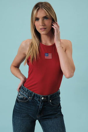 Emmy Embroidered and Beaded Tank Flag Tank Top (3 colors)