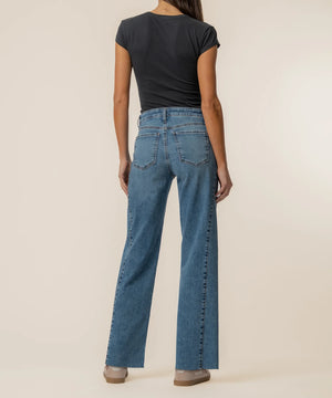 CHARLOTTE WIDE LEG SIDE INSET RAW HEM from KUT