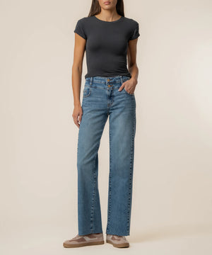 CHARLOTTE WIDE LEG SIDE INSET RAW HEM from KUT