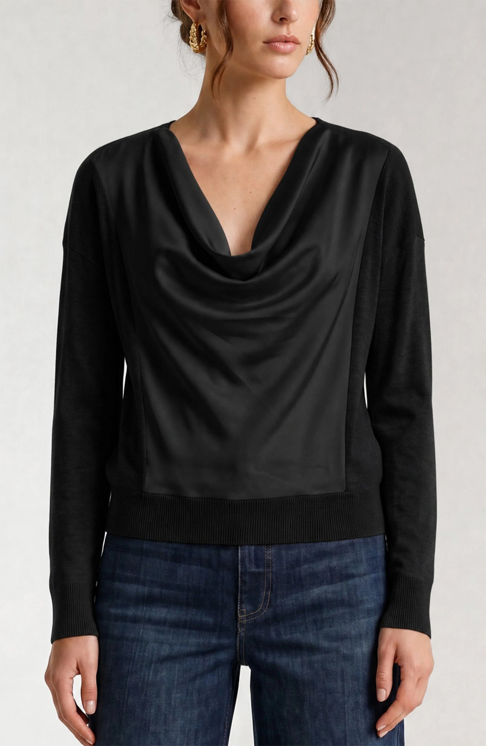 Bethany Beautiful Drape Top Mixed Median Sweater (3 colors)