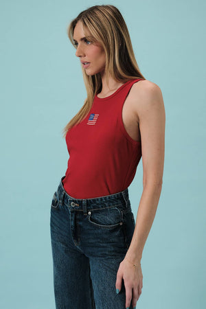Emmy Embroidered and Beaded Tank Flag Tank Top (3 colors)