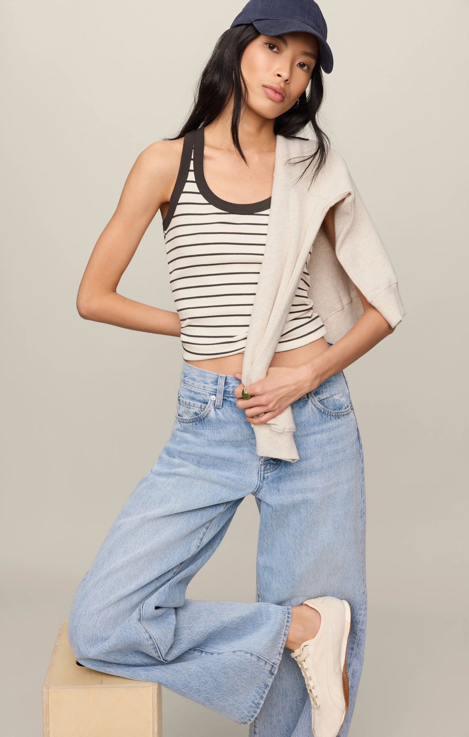 Rowe Striped Tank Top Ribbed Knit By Z Supply (2 Colors)