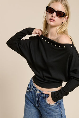 Mindy the Metal Studded Batwing Top (2 colors)