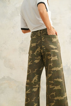 Calista Camo Denim Pants stretchy