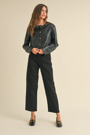 Beauty in the Eye faux leather no Collar Jacket