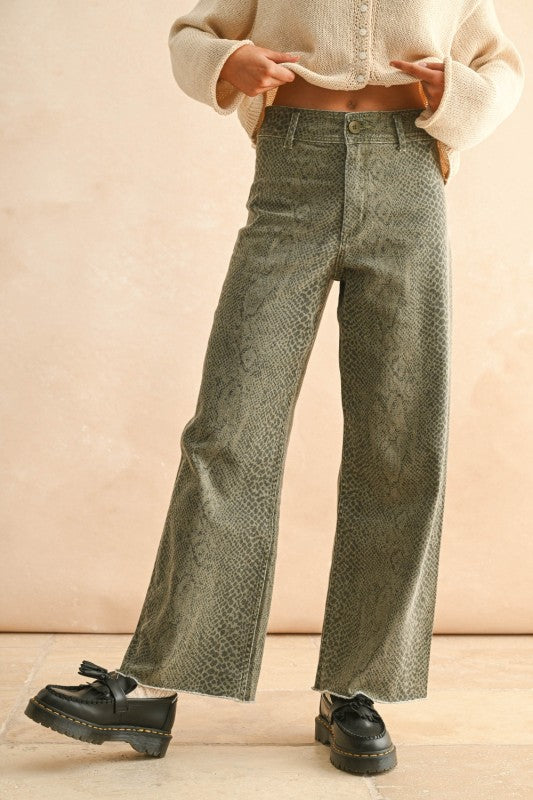 Sally Snake Print Denim Pants