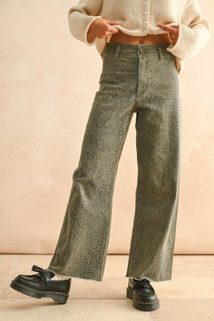 Sally Snake Print Denim Pants