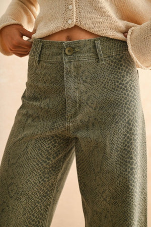 Sally Snake Print Denim Pants