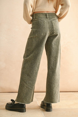Sally Snake Print Denim Pants