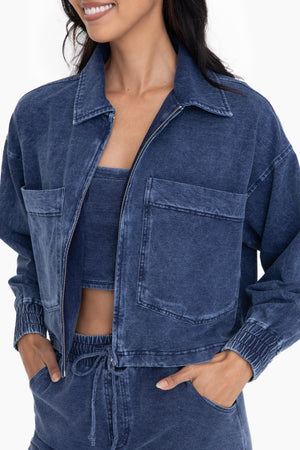 Maryanne Mineral washed Cropped Cotton Jacket