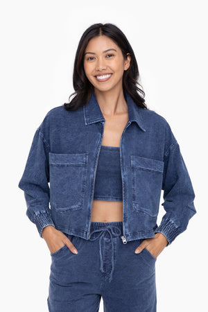 Maryanne Mineral washed Cropped Cotton Jacket