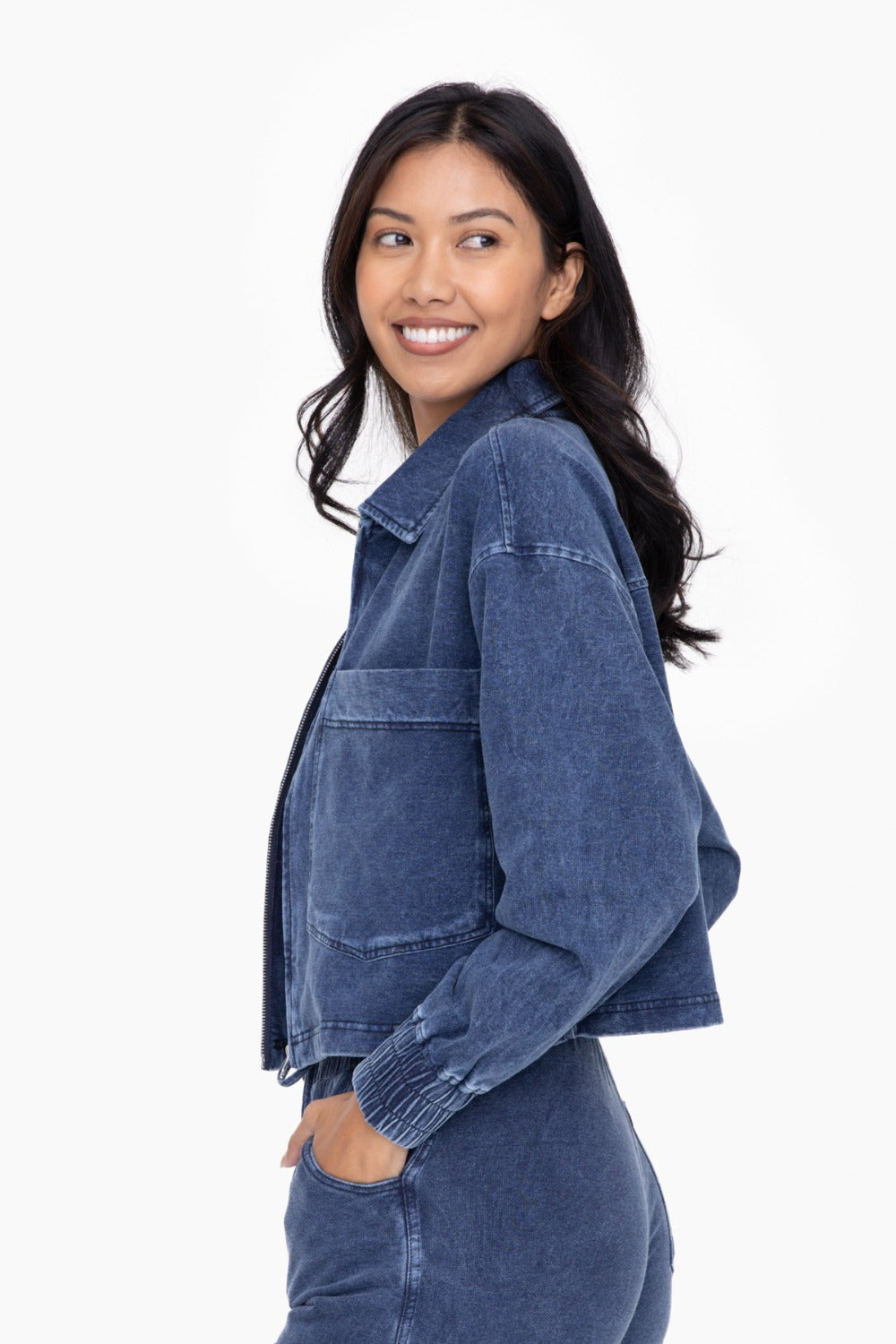 Maryanne Mineral washed Cropped Cotton Jacket