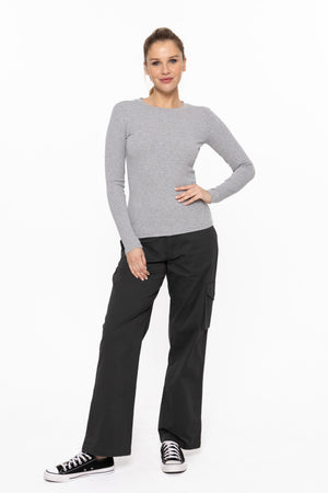 Esther Essential LS Micro-Ribbed Top W/Thumbholes