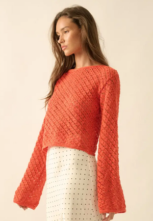 Tanna Tracey bell sleeve open knit sweater