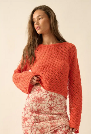Tanna Tracey bell sleeve open knit sweater