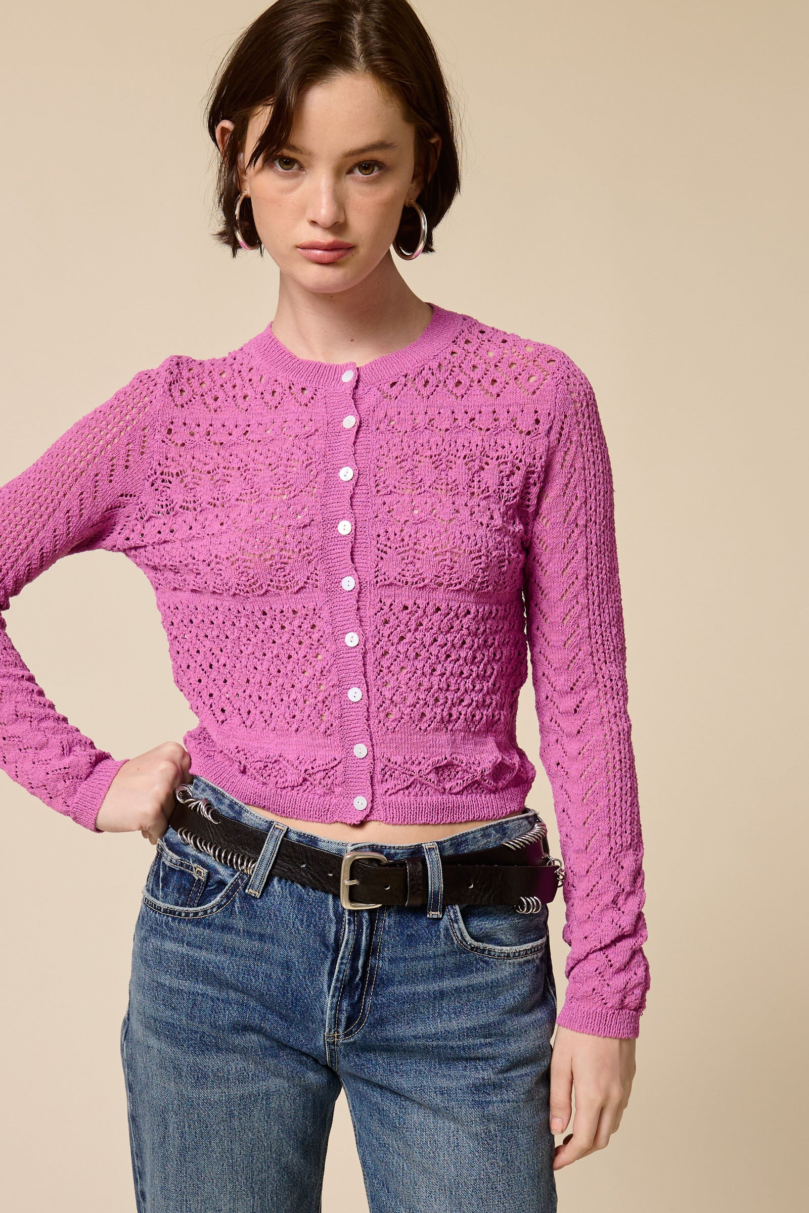 Lavender Love Pointelle Cardigan