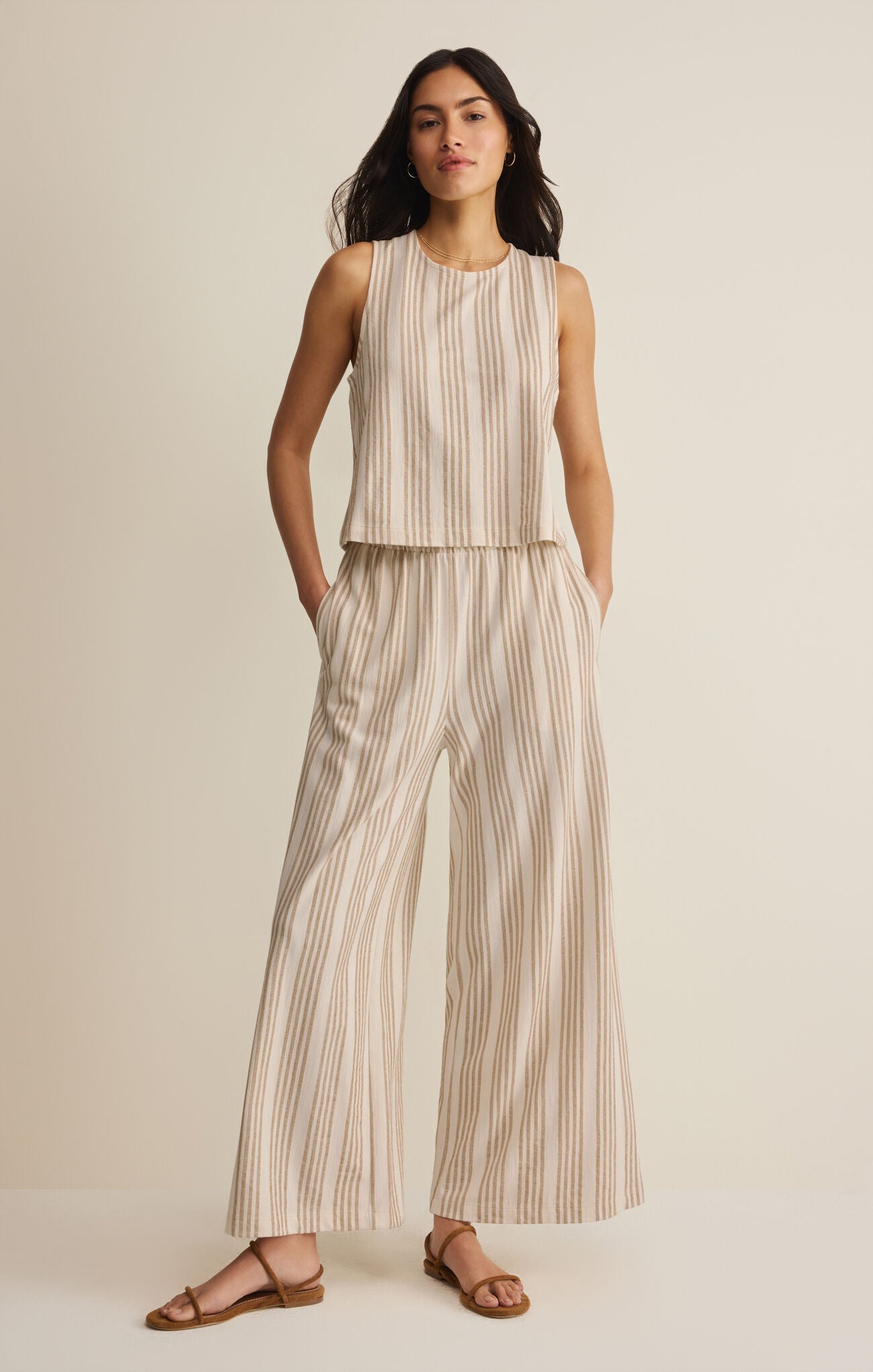 Sloane Striped Knit Tan and Scout Knit Striped Pant By Z Supply