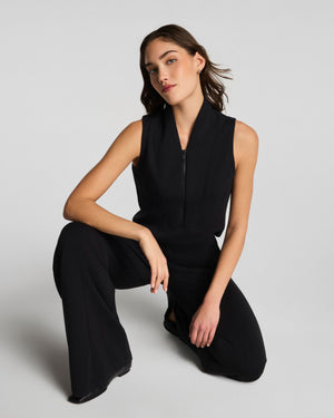 Spanx Shawl Collar Half Zip Jumpsuit in Black (2 colors)