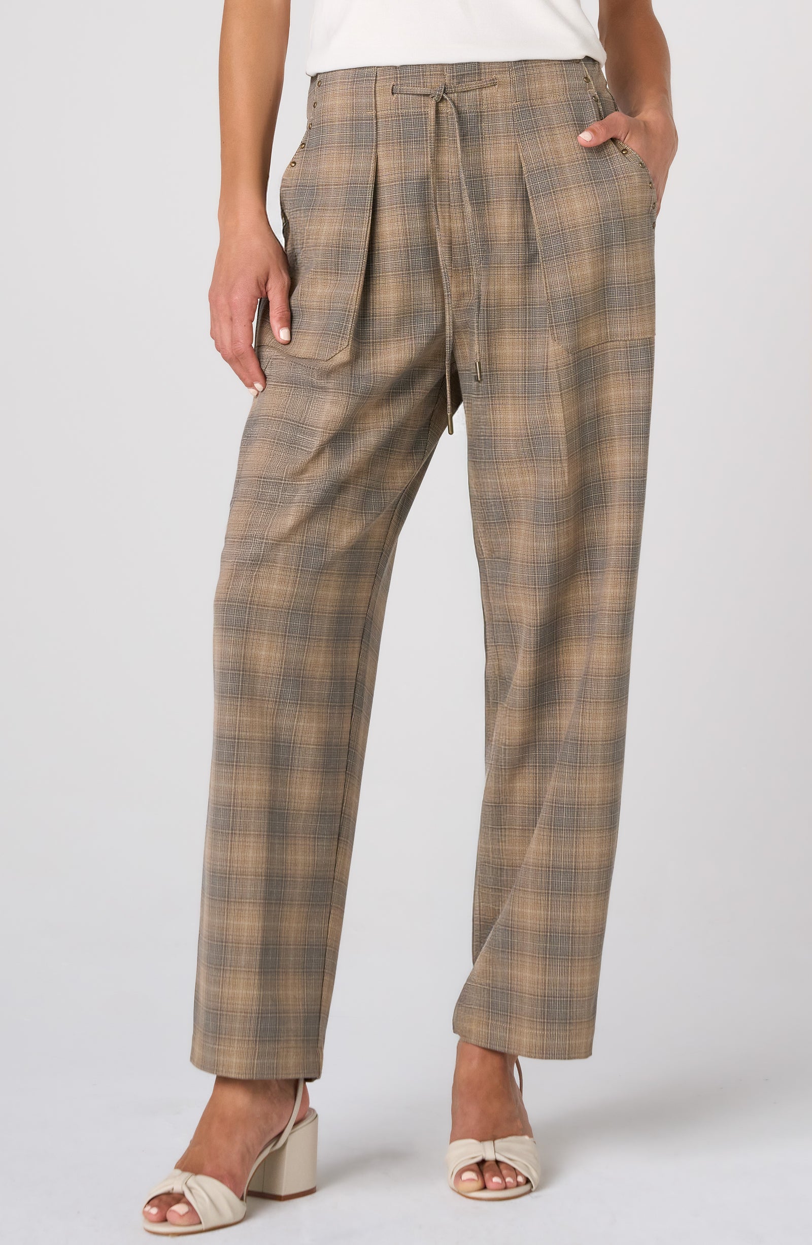 Hannah High Rise Cropped Plaid Pant