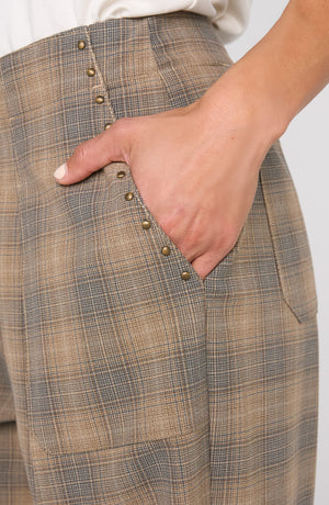 Hannah High Rise Cropped Plaid Pant