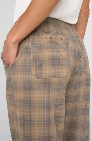 Hannah High Rise Cropped Plaid Pant