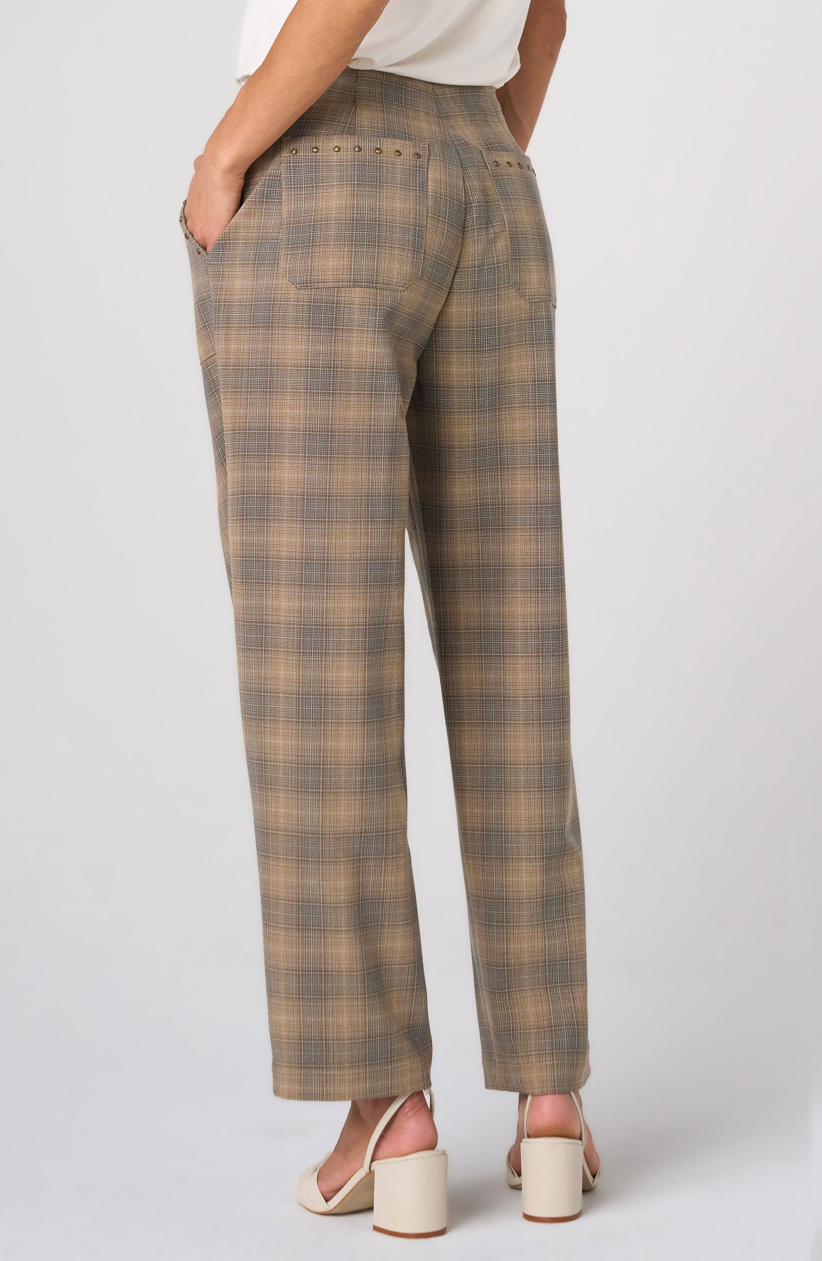Hannah High Rise Cropped Plaid Pant