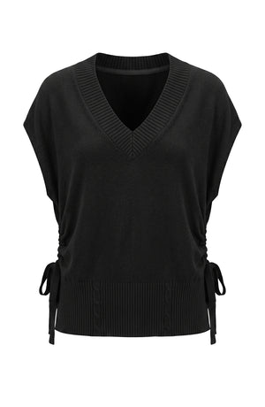Vanna V-neck side tie Dolman sweater vest