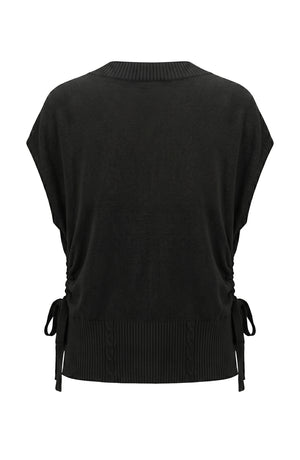 Vanna V-neck side tie Dolman sweater vest