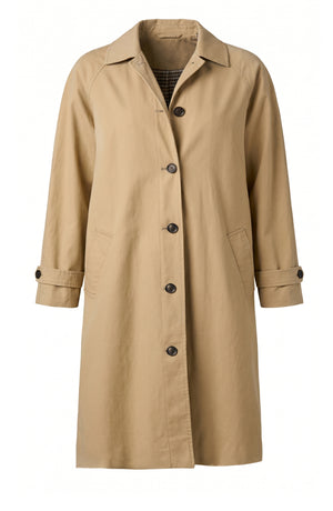 Ruela Raglan Sleeve Coat with plaid lining