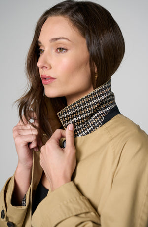 Ruela Raglan Sleeve Coat with plaid lining