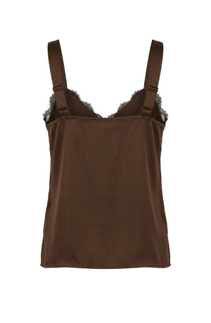Brinley the Sleeveless Lace Brown Tank