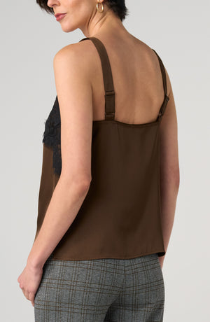 Brinley the Sleeveless Lace Brown Tank