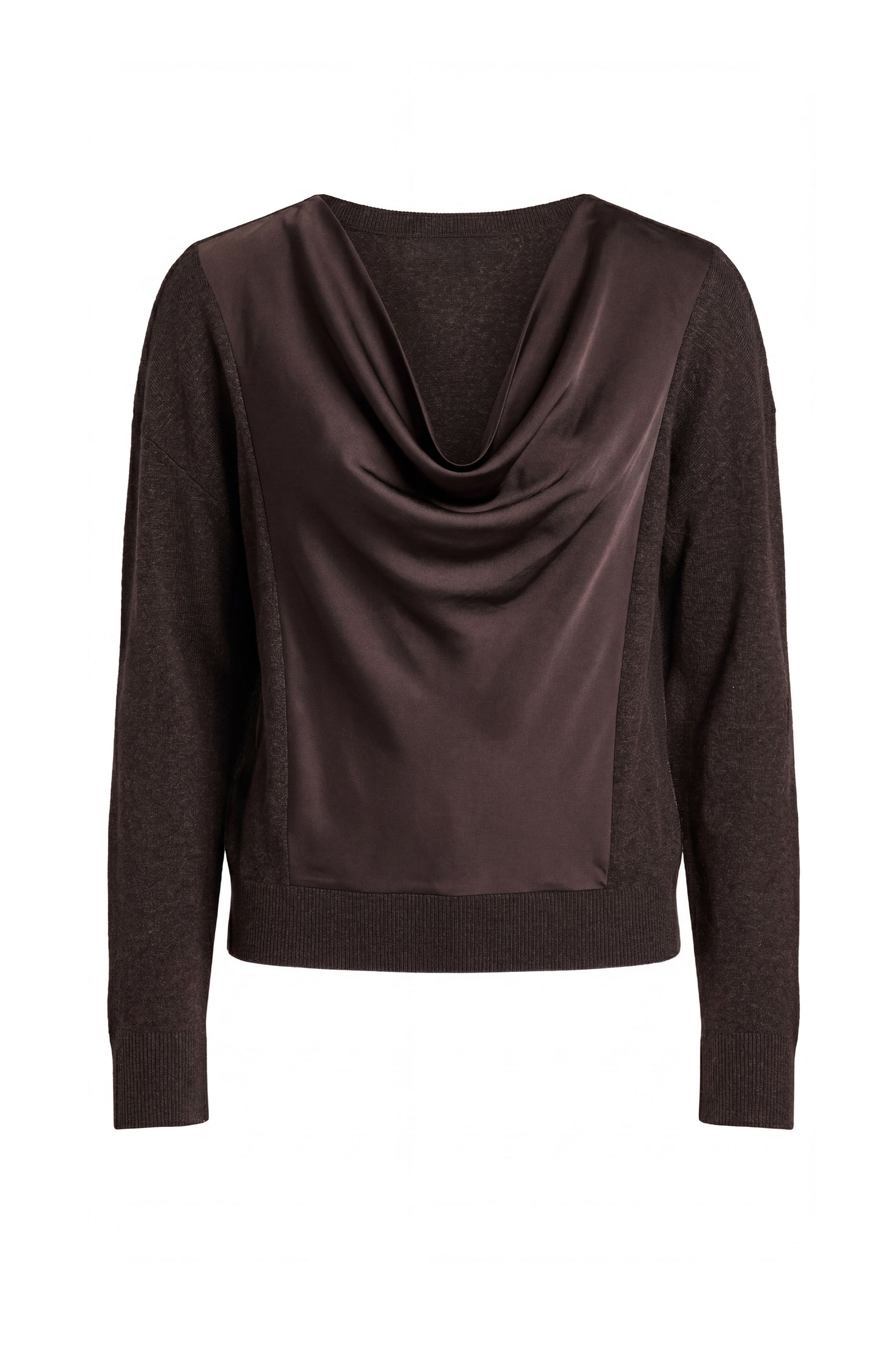 Bethany Beautiful Brown Hybrid Sweater with Drape neck