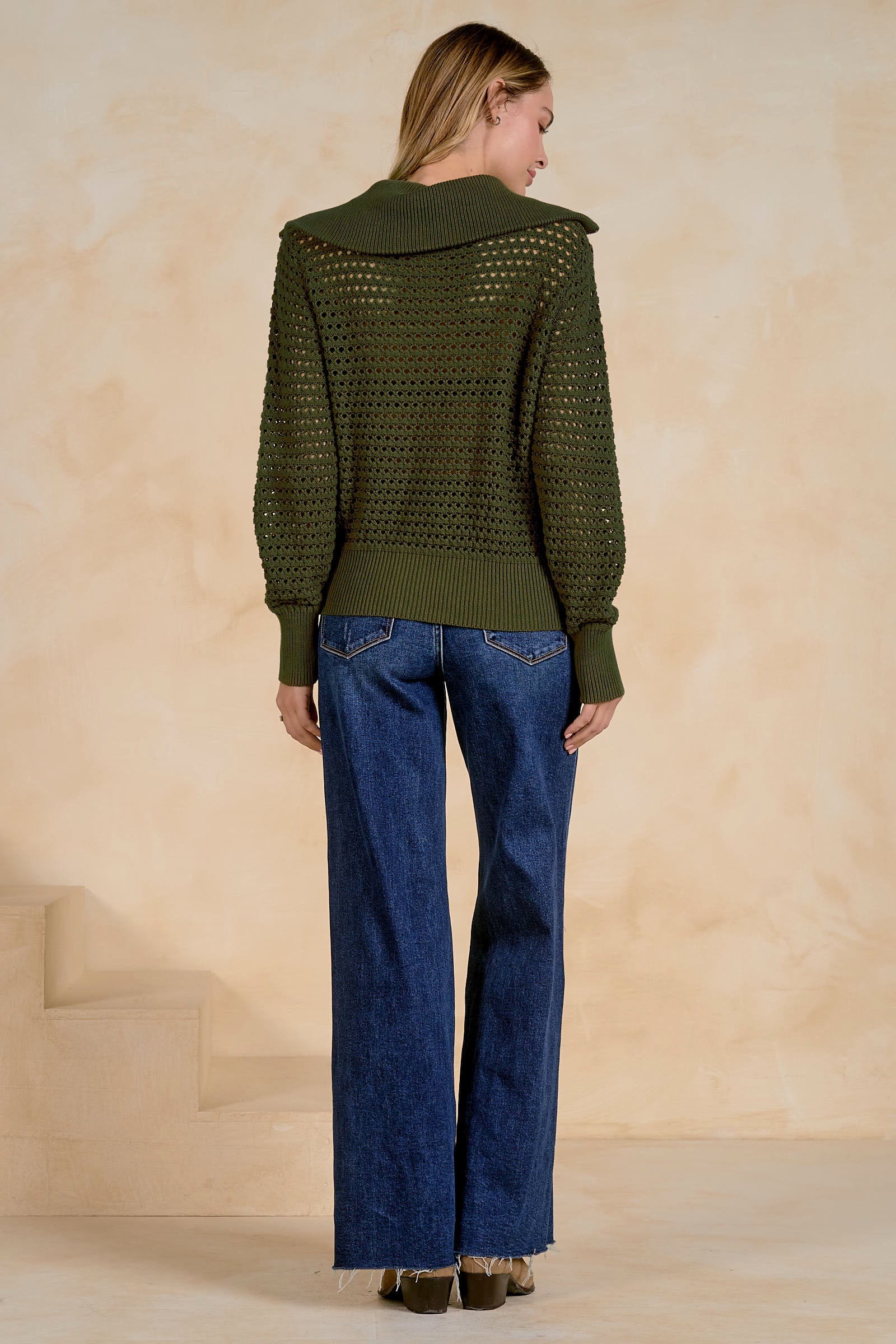 Omelia Open Knit Zip up Cardigan