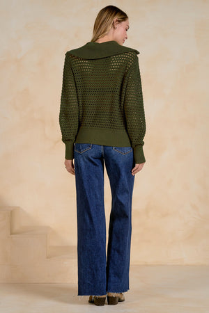 Omelia Open Knit Zip up Cardigan