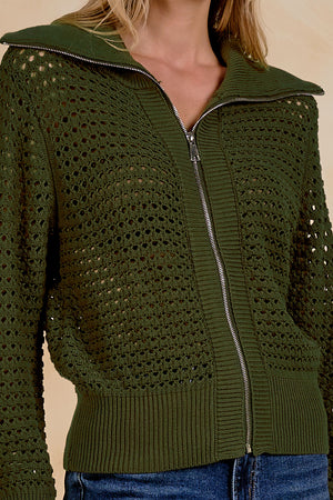 Omelia Open Knit Zip up Cardigan