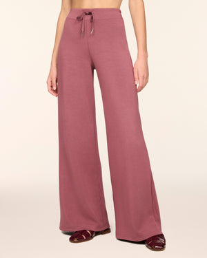 Spanx Wide Leg Pants Air Essentials Half Zip Top/ Wide Leg Pants in Rum Raisin