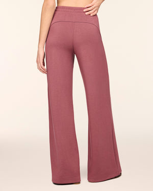 Spanx Wide Leg Pants Air Essentials Half Zip Top/ Wide Leg Pants in Rum Raisin