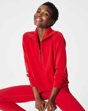 Spanx Half Zip Top and Wide Leg Pants in Spanx Red